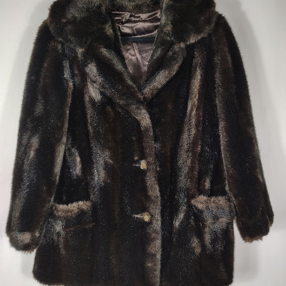 Luxurious Faux Fur Coat - Brown 🤎 Vintage Womens Mincara Styled By Russell Tayl